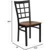 Flash Furniture Hercules Series Window Back Metal Restaurant Chair, Modern Upholstered Armless Dining Chair for Restaurants and Kitchens, Black(Cherry Wood Seat/Black Metal Frame)