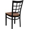 Flash Furniture Hercules Series Window Back Metal Restaurant Chair, Modern Upholstered Armless Dining Chair for Restaurants and Kitchens, Black(Cherry Wood Seat/Black Metal Frame)