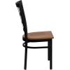 Flash Furniture Hercules Series Window Back Metal Restaurant Chair, Modern Upholstered Armless Dining Chair for Restaurants and Kitchens, Black(Cherry Wood Seat/Black Metal Frame)