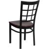 Flash Furniture Hercules Series Window Back Metal Restaurant Chair, Modern Upholstered Armless Dining Chair for Restaurants and Kitchens, Black(Mahogany Wood Seat/Black Metal Frame)