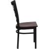Flash Furniture Hercules Series Window Back Metal Restaurant Chair, Modern Upholstered Armless Dining Chair for Restaurants and Kitchens, Black(Mahogany Wood Seat/Black Metal Frame)