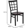 Flash Furniture Hercules Series Window Back Metal Restaurant Chair, Modern Upholstered Armless Dining Chair for Restaurants and Kitchens, Black(Mahogany Wood Seat/Black Metal Frame)