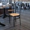 Flash Furniture Hercules Series Window Back Metal Restaurant Chair, Modern Upholstered Armless Dining Chair for Restaurants and Kitchens, Black(Natural Wood Seat/Black Metal Frame)