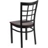Flash Furniture Hercules Series Window Back Metal Restaurant Chair, Modern Upholstered Armless Dining Chair for Restaurants and Kitchens, Black(Walnut Wood Seat/Black Metal Frame)