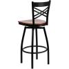 Flash Furniture Hercules Series “X” Back Metal Restaurant Barstool, Modern Upholstered Armless Bar Height Chair for Restaurants and Kitchens, Black(Cherry Wood Seat/Black Metal Frame)