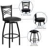 Flash Furniture Hercules Series “X” Back Metal Restaurant Barstool, Modern Upholstered Armless Bar Height Chair for Restaurants and Kitchens, Black(Black Vinyl Seat/Black Metal Frame)