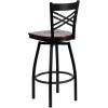 Flash Furniture Hercules Series “X” Back Metal Restaurant Barstool, Modern Upholstered Armless Bar Height Chair for Restaurants and Kitchens, Black(Mahogany Wood Seat/Black Metal Frame)