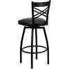 Flash Furniture Hercules Series “X” Back Metal Restaurant Barstool, Modern Upholstered Armless Bar Height Chair for Restaurants and Kitchens, Black(Black Vinyl Seat/Black Metal Frame)