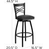 Flash Furniture Hercules Series “X” Back Metal Restaurant Barstool, Modern Upholstered Armless Bar Height Chair for Restaurants and Kitchens, Black(Black Vinyl Seat/Black Metal Frame)