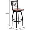 Flash Furniture Hercules Series “X” Back Metal Restaurant Barstool, Modern Upholstered Armless Bar Height Chair for Restaurants and Kitchens, Black(Cherry Wood Seat/Black Metal Frame)