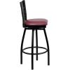Flash Furniture Hercules Series “X” Back Metal Restaurant Barstool, Modern Upholstered Armless Bar Height Chair for Restaurants and Kitchens, Black(Burgundy Vinyl Seat/Black Metal Frame)