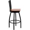 Flash Furniture Hercules Series “X” Back Metal Restaurant Barstool, Modern Upholstered Armless Bar Height Chair for Restaurants and Kitchens, Black(Cherry Wood Seat/Black Metal Frame)