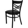 Flash Furniture Hercules Series “X” Back Metal Restaurant Chair, Modern Upholstered Armless Dining Chair for Restaurants and Kitchens, Black(Black Vinyl Seat/Black Metal Frame)