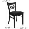 Flash Furniture Hercules Series “X” Back Metal Restaurant Chair, Modern Upholstered Armless Dining Chair for Restaurants and Kitchens, Black(Black Vinyl Seat/Black Metal Frame)