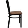 Flash Furniture Hercules Series “X” Back Metal Restaurant Chair, Modern Upholstered Armless Dining Chair for Restaurants and Kitchens, Black(Cherry Wood Seat/Black Metal Frame)