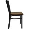 Flash Furniture Hercules Series “X” Back Metal Restaurant Chair, Modern Upholstered Armless Dining Chair for Restaurants and Kitchens, Black(Mahogany Wood Seat/Black Metal Frame)