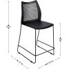 Flash Furniture Hercules Stacking Counter Height Stool with Vented Backrest and Gray Powder Coated Steel Sled Base with Integrated Footrest, Commercial Portable Stool – Navy(Black Plastic/Black Frame)