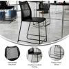 Flash Furniture Hercules Stacking Counter Height Stool with Vented Backrest and Gray Powder Coated Steel Sled Base with Integrated Footrest, Commercial Portable Stool – Navy(Black Plastic/Black Frame)