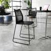 Flash Furniture Hercules Stacking Counter Height Stool with Vented Backrest and Gray Powder Coated Steel Sled Base with Integrated Footrest, Commercial Portable Stool – Navy(Black Plastic/Black Frame)