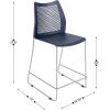 Flash Furniture Hercules Stacking Counter Height Stool with Vented Backrest and Gray Powder Coated Steel Sled Base with Integrated Footrest, Commercial Portable Stool – Navy(Navy Plastic/Gray Frame)