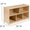 Flash Furniture Hercules Wooden 5-Section School Coat Locker with Bench, Cubbies, and Storage Hooks, Preschool Cubby Organizer, 48″H x 48″L, Natural(24″H x 36″L – 5 Cubbies)