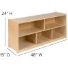 Flash Furniture Hercules Wooden 5-Section School Coat Locker with Bench, Cubbies, and Storage Hooks, Preschool Cubby Organizer, 48″H x 48″L, Natural(24″H x 48″L – 5 Cubbies)