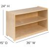Flash Furniture Hercules Wooden 5-Section School Coat Locker with Bench, Cubbies, and Storage Hooks, Preschool Cubby Organizer, 48″H x 48″L, Natural(24″H x 36″L – 2 Shelves)