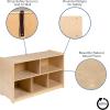 Flash Furniture Hercules Wooden 5-Section School Coat Locker with Bench, Cubbies, and Storage Hooks, Preschool Cubby Organizer, 48″H x 48″L, Natural(24″H x 36″L – 5 Cubbies)