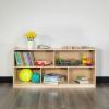 Flash Furniture Hercules Wooden 5-Section School Coat Locker with Bench, Cubbies, and Storage Hooks, Preschool Cubby Organizer, 48″H x 48″L, Natural(24″H x 48″L – 5 Cubbies)