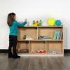 Flash Furniture Hercules Wooden 5-Section School Coat Locker with Bench, Cubbies, and Storage Hooks, Preschool Cubby Organizer, 48″H x 48″L, Natural(30″H x 48″L – 5 Cubbies)