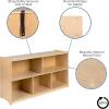 Flash Furniture Hercules Wooden 5-Section School Coat Locker with Bench, Cubbies, and Storage Hooks, Preschool Cubby Organizer, 48″H x 48″L, Natural(30″H x 48″L – 5 Cubbies)
