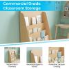 Flash Furniture Hercules Wooden 5-Section School Coat Locker with Bench, Cubbies, and Storage Hooks, Preschool Cubby Organizer, 48″H x 48″L, Natural(31″H – 4 Shelves)