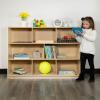 Flash Furniture Hercules Wooden 5-Section School Coat Locker with Bench, Cubbies, and Storage Hooks, Preschool Cubby Organizer, 48″H x 48″L, Natural(36″H – 8 Cubbies)