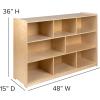 Flash Furniture Hercules Wooden 5-Section School Coat Locker with Bench, Cubbies, and Storage Hooks, Preschool Cubby Organizer, 48″H x 48″L, Natural(36″H – 8 Cubbies)