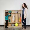 Flash Furniture Hercules Wooden 5-Section School Coat Locker with Bench, Cubbies, and Storage Hooks, Preschool Cubby Organizer, 48″H x 48″L, Natural(48″H x 48″L – 5 Cubbies Locker)