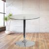 Flash Furniture Hills 31.5” Round Glass Dining Table with 29”H Chrome Base, Decorative Narrow Round Tempered Glass Cocktail Table, Clear/Silver