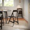 Flash Furniture Holden Commercial Solid Wood Dining Chair, Foldable Design, Solid Beechwood Frame, Curved Back, Mortise and Tenon Construction, Oak(Early American Wood)