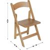Flash Furniture Holden Commercial Solid Wood Dining Chair, Foldable Design, Solid Beechwood Frame, Curved Back, Mortise and Tenon Construction, Oak(Oak)
