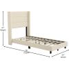 Flash Furniture Hollis Upholstered Platform Bed – Gray Faux Linen Wingback Headboard – King – Mattress Foundation with Slatted Supports – No Box Spring Needed(Beige)