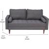Flash Furniture Hudson Mid-Century Modern Loveseat – Dark Gray Faux Linen Upholstery – Buttonless Tufting – Wood Legs