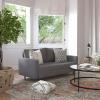 Flash Furniture Hudson Mid-Century Modern Loveseat – Dark Gray Faux Linen Upholstery – Buttonless Tufting – Wood Legs