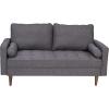 Flash Furniture Hudson Mid-Century Modern Loveseat – Dark Gray Faux Linen Upholstery – Buttonless Tufting – Wood Legs