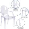 Flash Furniture Indoor/Outdoor Ghost Accent and Dining Chair with Curved Arms and Contoured Seat, Stackable Restaurant Chair, Transparent Crystal(Pack of 1)