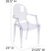 Flash Furniture Indoor/Outdoor Ghost Accent and Dining Chair with Curved Arms and Contoured Seat, Stackable Restaurant Chair, Transparent Crystal(Pack of 1)