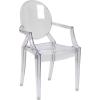 Flash Furniture Indoor/Outdoor Ghost Accent and Dining Chair with Curved Arms and Contoured Seat, Stackable Restaurant Chair, Transparent Crystal(Set of 4)