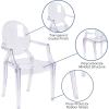 Flash Furniture Indoor/Outdoor Ghost Accent and Dining Chair with Curved Arms and Contoured Seat, Stackable Restaurant Chair, Transparent Crystal(Set of 4)