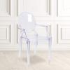 Flash Furniture Indoor/Outdoor Ghost Accent and Dining Chair with Curved Arms and Contoured Seat, Stackable Restaurant Chair, Transparent Crystal(Set of 4)