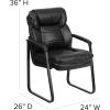 Flash Furniture Isla LeatherSoft Executive Side Reception Chair with Padded Arms and Sled Base, Upholstered Side Chair for Living Room/Office, Black(Black Leathersoft)
