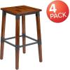 Flash Furniture Jackson 2 Pack Rustic Antique Walnut Industrial Wood Dining Chair(4 Pack)