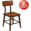 Flash Furniture Jackson 2 Pack Rustic Antique Walnut Industrial Wood Dining Chair(Set of 2)